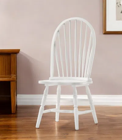 Hivvago White Wood Windsor Back Dining Side Chair