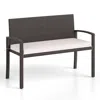 Hivvago Wicker 2-seat Bench With Soft Seat Cushion And Metal Frame-white
