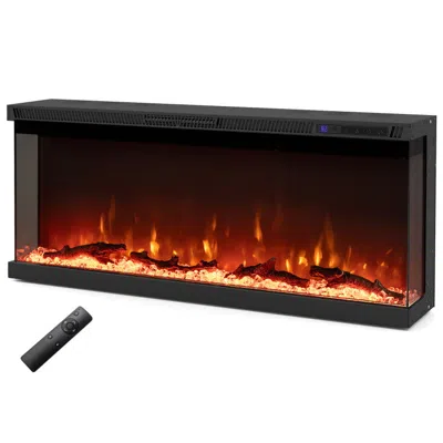 Hivvago Wide 3-sided Electric Fireplace Insert With Remote Control And 12 Flame Colors-40 Inches In Black