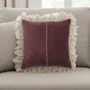 Hivvago Wide Tasseled Marble Maroon Throw Pillow In Multi