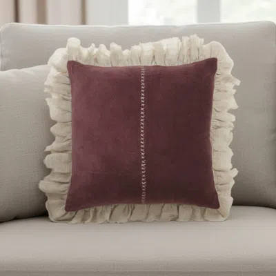 Hivvago Wide Tasseled Marble Maroon Throw Pillow In Multi