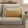 Hivvago Wide Tasseled Marble Yellow Lumbar Pillow In Yellow
