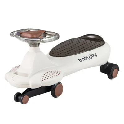 Hivvago Wiggle Car With Hauling Rope Ride On Toy With Under-seat Storage-beige In White