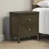 Hivvago Wily Nightstand, Dark Brown Wood, 2 Drawers With Round Nickel Knobs In Brown