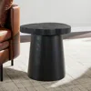 Hivvago Wim Side End Table, Live Edge Black Acacia Wood, Metal, Round 23 Inch In Black