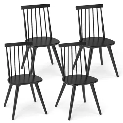 Hivvago Windsor Dining Chair Set Of 4 With Solid Rubber Wood Frame