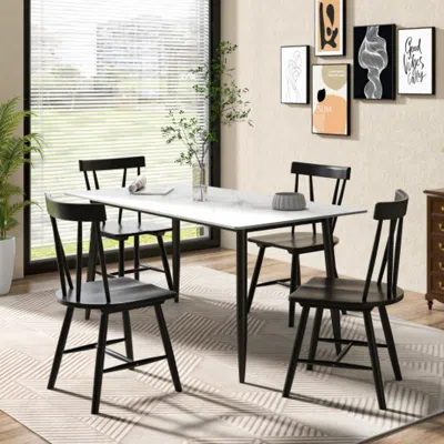 Hivvago Windsor Style Armless Chairs With Solid Rubber Wood Frame-black