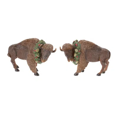 Hivvago Winter Bison Figurine (set Of 4) In Multi