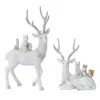 Hivvago Winter Deer With Woodland Friends Figurine (set Of 2) In White