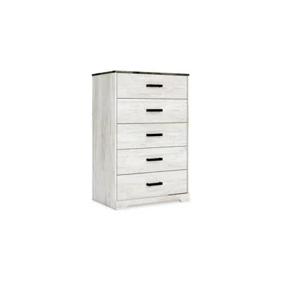 Hivvago Wisp 46 Inch Tall Dresser Chest, 5 Drawers, Rustic Smooth White Finish In Gray