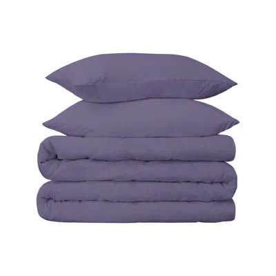 Hivvago Wisteria Twin Cotton Blend 650 Thread Count Washable Duvet Cover Set In Purple