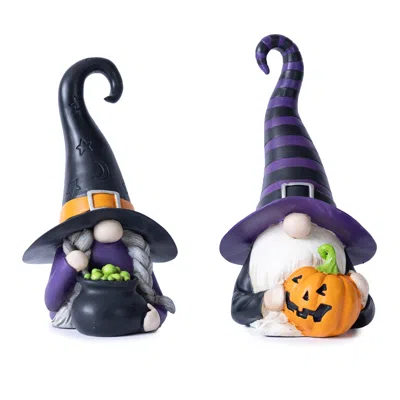 Hivvago Witch Gnome Figurine (set Of 2) In Multi