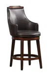 Hivvago Wood & Leather Counter Height Chair With Swivel Mechanism, Brown & Black, Set Of 2