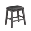 Hivvago Wood & Leather Counter Height Stool With Nail Head Trim, Set Of 2, Black & Gray In Gray