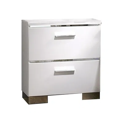 Hivvago Wood And Metal Nightstand With 2 Drawers, White And Silver