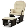 Hivvago Wood Baby Glider And Ottoman Cushion Set With Padded Armrests For Nursing-beige