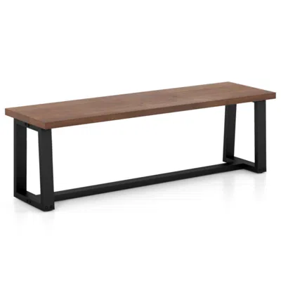 Hivvago Wood Dining Bench With Metal Frame And Adjustable Footpads-coffee In Brown