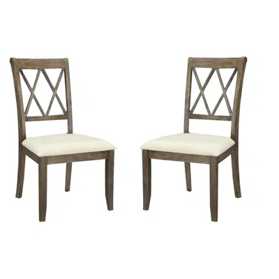 Hivvago Wood Dining Chair, Double X Backrest, Set Of 2, Beige, Brown