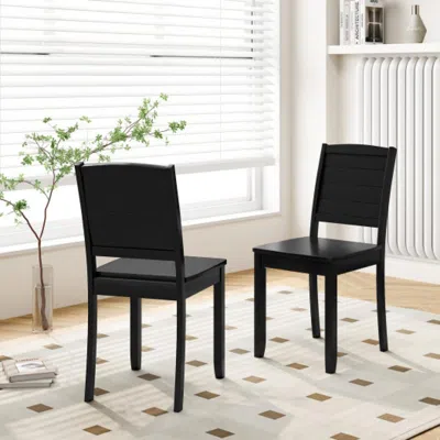 Hivvago Wood Dining Chair Set Of 2 Armless Kitchen Chairs With Rubber Wood Legs-black