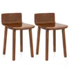 Hivvago Wood Dining Chair Set Of 2 Farmhouse Kitchen Dining Room Chairs Mid-century Modern Armless Side Chai In Brown