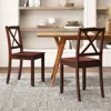 Hivvago Wood Dining Chair Set Of 2 With Rubber Wood Legs And Curved Backrest-brown