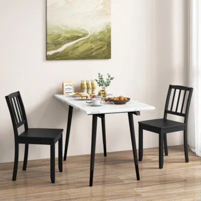 Hivvago Wood Dining Chair Set Of 2 With Rubber Wood Legs-black
