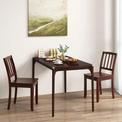 Hivvago Wood Dining Chair Set Of 2 With Rubber Wood Legs-brown