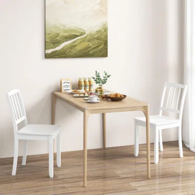Hivvago Wood Dining Chair Set Of 2 With Rubber Wood Legs-white