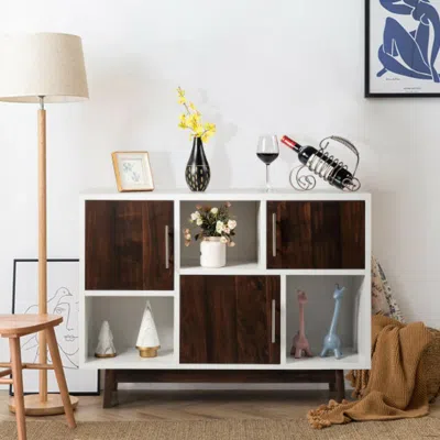 Hivvago Wood Display Sideboard Storage Cabinet With Storage Compartments