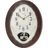 Hivvago Wood Frame Pendulum Wall Clock - Plays Melodies On The Hour In Brown
