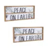 Hivvago Wood Framed Peace On Earth Sign With Pine Painting (set Of 2) In Multi