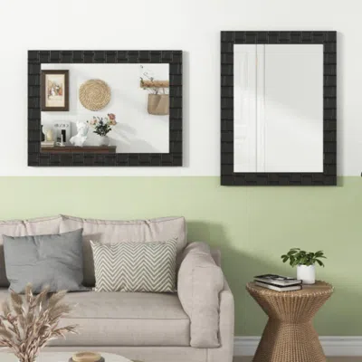 Hivvago Wood Framed Wall Mirror Rectangle Vanity Mirror For Living Room Entryway-black