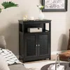 Hivvago Wood Freestanding Bathroom Storage Cabinet With Double Shutter Door-black