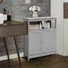 Hivvago Wood Freestanding Bathroom Storage Cabinet With Double Shutter Door-gray