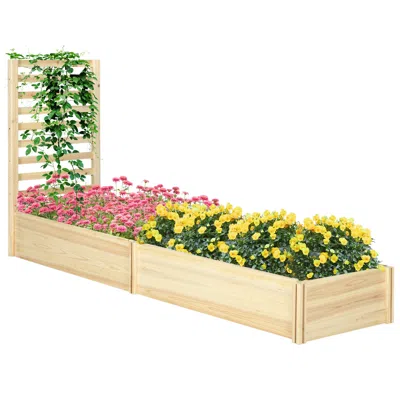 Hivvago Wood Garden Planter With Trellis For Climbing Plants, Outdoor Bed