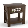 Hivvago Wood Retro End Table With Mirrored Glass Drawer And Open Storage Shelf-brown