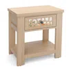 Hivvago Wood Retro End Table With Mirrored Glass Drawer And Open Storage Shelf-natural