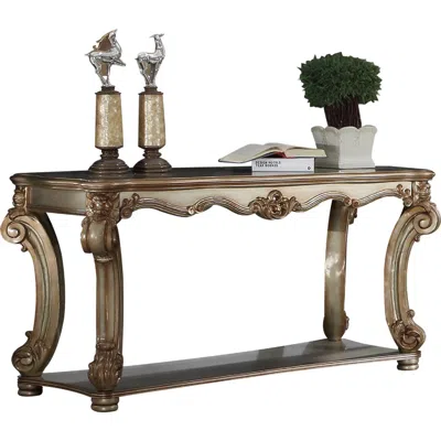Hivvago Wood Sofa Table With Bottom Shelf In Golden Brown