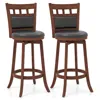 Hivvago Wood Swivel Bar Stools Set Of 2 With Faux Leather Upholstered Seat And Back-brown