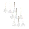 Hivvago Wood Tree Tag Ornament With Beaded Hanger (set Of 9) In White