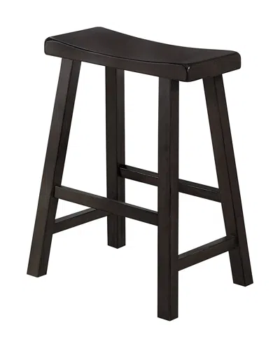Hivvago Wooden 24" Counter Height Stool With Saddle Seat, Brown, Set Of 2 In Black