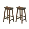 Hivvago Wooden 29" Counter Height Stool With Saddle Seat, Cherry Brown, Set Of 2 In Brown