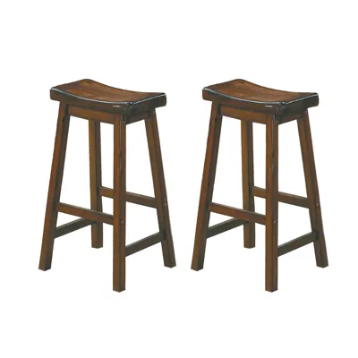 Hivvago Wooden 29" Counter Height Stool With Saddle Seat, Cherry Brown, Set Of 2
