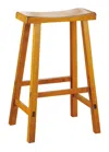 Hivvago Wooden 29" Counter Height Stool With Saddle Seat, Oak Brown, Set Of 2 In Brown