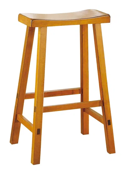 Hivvago Wooden 29" Counter Height Stool With Saddle Seat, Oak Brown, Set Of 2
