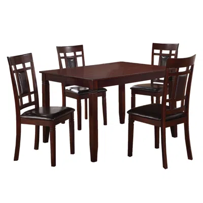 Hivvago Wooden And Leather 5 Pieces Dining Set In Brown And Black