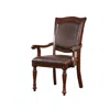 Hivvago Wooden Arm Chair With Leather Upholstery, Cherry Brown, Set Of 2 In Brown