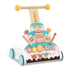 Hivvago Wooden Baby Walker With Adjustable Heights And Smooth Wheels-white