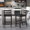 Hivvago Wooden Bar Stools Set Of 2 With Ergonomic Backrest And Footrest-black