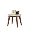 Hivvago Wooden Base End Table With Marble Top, Walnut Brown In Brown